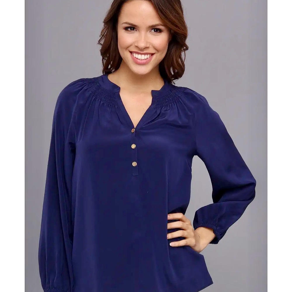 Lilly Pulitzer Navy Elsa Blouse XL NWOT